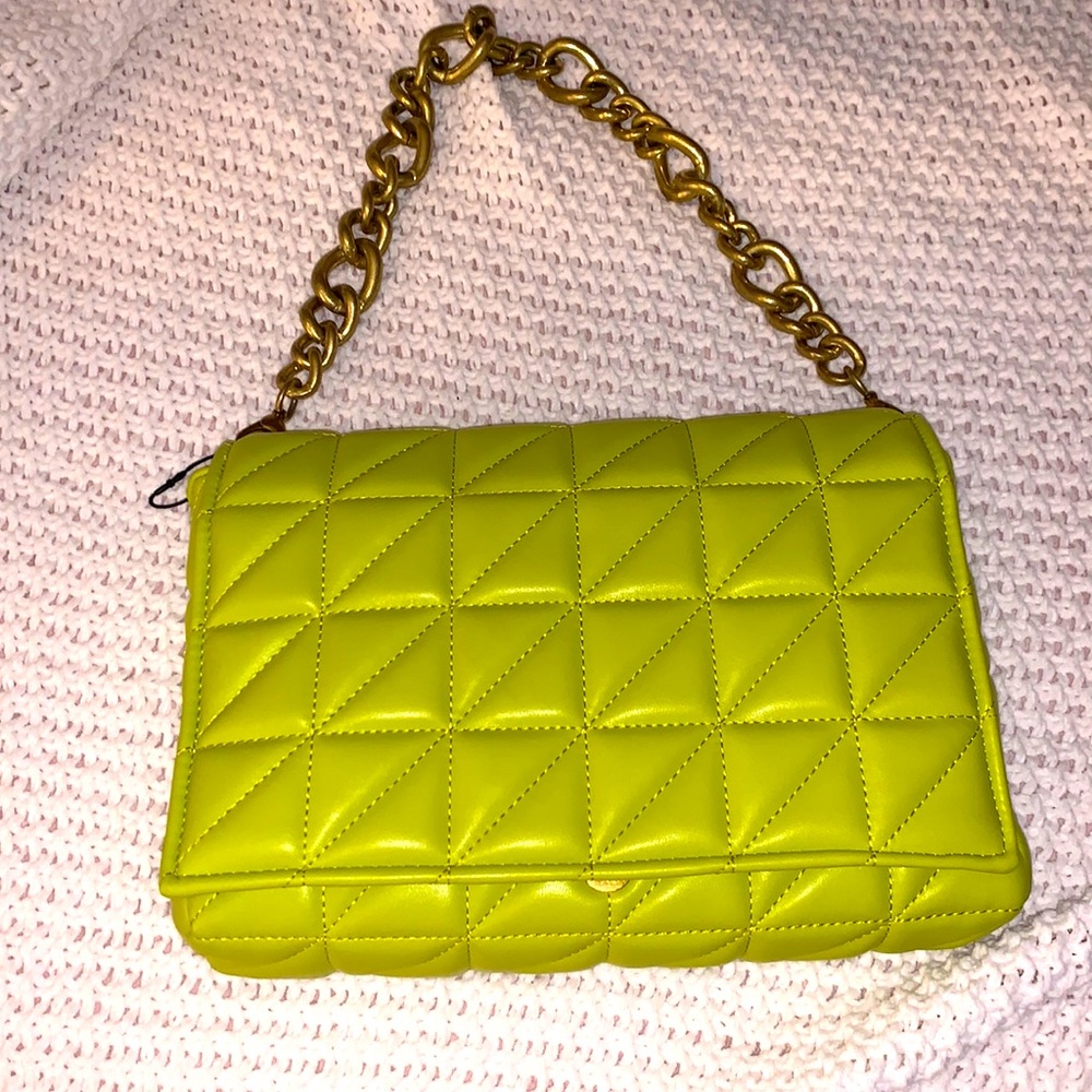 COPY - Zara quilted chain strap shoulder bag lime